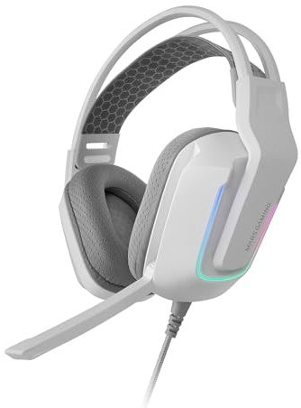 Mars Gaming MH-STRIKE, Auriculares Gaming FRGB Rainbow, Diseño Ergonómico, Drivers Neodimio 50mm, Micrófono Plegable, Controles Integrados, Almohadillas Air, Diadema Ajustable, Multiplataforma, Blanco