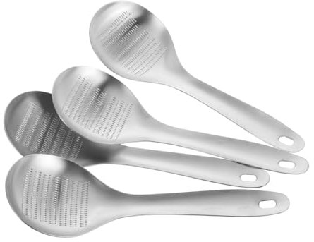 TOPPERFUN 4 Pièces Cuillère à gingembre cuillère passoire Cuillère à fentes broyeur de noix cuillère à broyer moulin à épices Petite râpe Acier inoxydable Silver