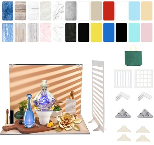 Fotografi bakgrund brädor set 42 x 29 cm, 12 stycken dubbelsidigt bakgrundspapper, 24 mönster för produkt livsmedel smycken kosmetika rekvisita