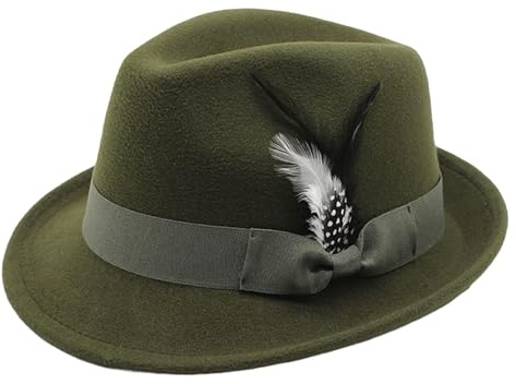 Générique Chapeau d'Oktoberfest avec plumes, Chapeau bavarois traditionnel en feutre vert, noir et kaki pour l'Oktoberfest, pour hommes, femmes et adultes