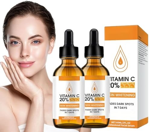 Siero Vitamina C,2pcs Siero Viso Citamina C 60ml,Vitamina c Viso,Siero Viso Acido Ialuronico Antirughe,Siero Illuminante Alla Vitamina C,Siero Vitamina C Anti-Macchie,Idratazione Profonda