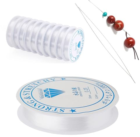 VYNZOR Filo Elastico per Braccialetti con Perle 0.5mm, 10 Bobine da 18m (Totale 180m) di Cordino in Nylon, Con Ago Apri-Anello in Metall per Infilaggio Facile, Ideale per Hobby Creativi e Fai-Da-Te