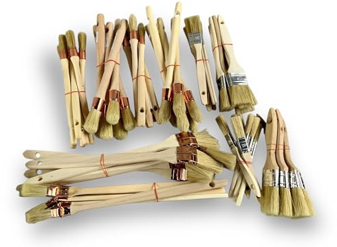 Juego de 60 pinceles de pintura | Pinceles planos, radiadores, pulgadas y rechampir | 20/40 mm | Set completo para trabajos, renovación, bricolaje, acrílico, barniz y revestimientos | PINC60