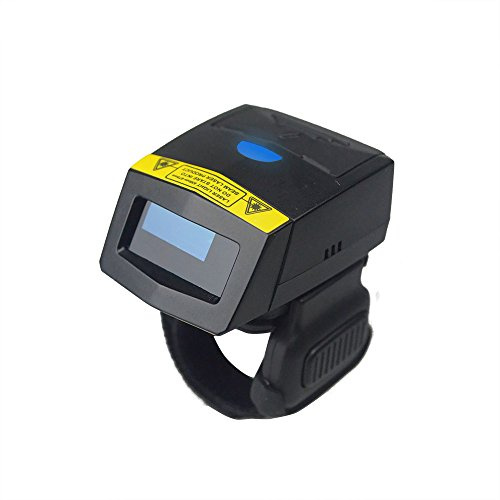 Posunitech Ring Barcode Scanner 1D Reader Mini Wireless Finger Barcode Scanner Compatible with Mac OS, Windows, Android 4.0+, iOS