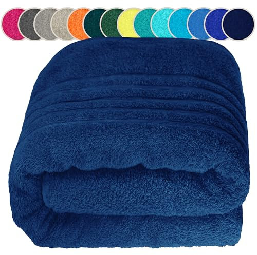 Lashuma Saunahandtuch Mann, London XXL Strandtuch - Frottee Liegehandtuch Marine - Blau 80x220 cm