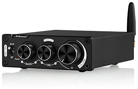 [New Upgraded] Nobsound 100W+100W Mini Bluetooth 5.0 Digital Amplifier HiFi Stereo Audio 2 Channel Power Amp Receiver with Bass and Treble Control for Home Speakers (NS-15G Plus)