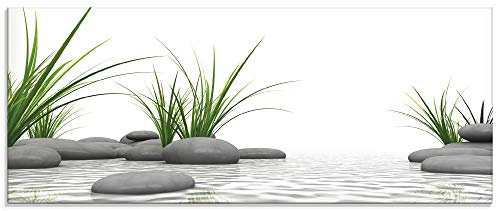 ARTLAND Spritzschutz Küchenrückwand Küche Herd Glas mit Motiv 125x50 cm Wellness Zen Stein Fotografie Weiß 3 D Steine T6CD