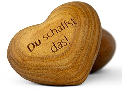 Schwabenholz® Handschmeichler Herz aus Holz - Du schaffst das! - Glücksbringer für sie und ihn - Holzherzen mit Gravur & einzigartiger Maserung