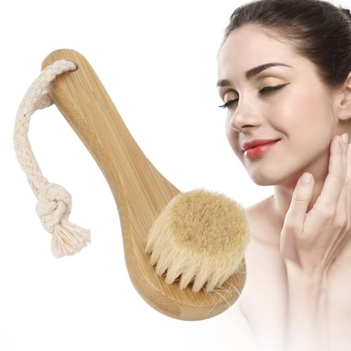 Cepillo facial manual, cerdas suaves de madera portátil, cepillo facial de limpieza, cepillo de masaje, cepillo facial, exfoliante para masaje facial y corporal, cuidado de limpieza