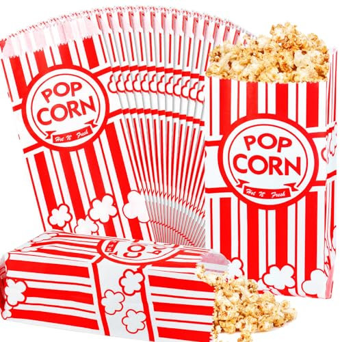 300pcs Paper Popcorn Bags for Party, 1 Oz Small Vintage Individual Servings Popcorn Container Pop Corn Bags Bulk for Popcorn Machine Accessories Supplies Movie Nights