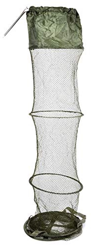 Gkhowiu 5Layer Foldable Fishing Basket Dipped in Net Fishing Cage to Keep Fish Alive in the Water Fishing Accessories Hole, Green