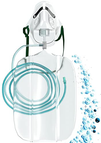 Mapeau Sauerstoffmaske mit Reservoirbeutel, Schlauch, Gummizug und Nasenbügel, O2 Maske