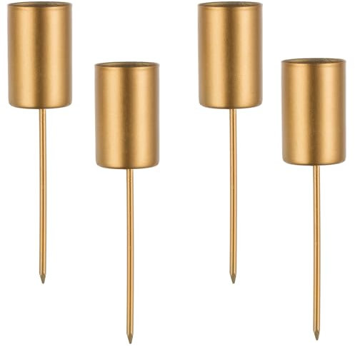 Romadedi Kerzenhalter Adventskranz Gold für Stabkerzen - 4er Set Advent Kerzenständer Stabkerze Kranz zum Stecken Stabkerzenhalter Metall für Weihnachten Deko Tischdeko Kerzen