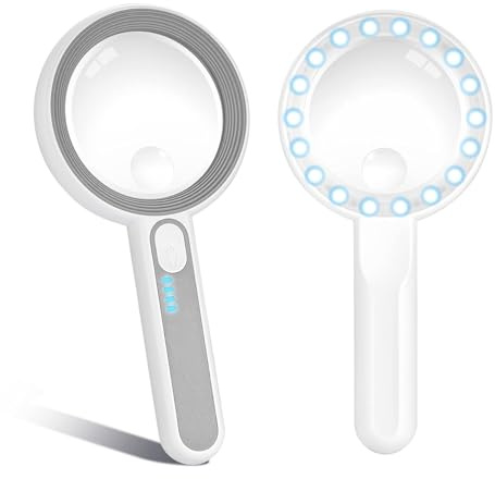 Loupe avec lumière, loupe de lecture 30x avec 18 LED, modes d'éclairage USB rechargeable, loupe de lecture avec lumière pour personnes âgées, enfants, bijoutiers, artisanat, horlogerie, lecture,