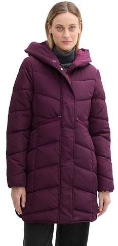 TOM TAILOR Damen Puffer Parka mit Kapuze, 35796 - BlackBerry, L