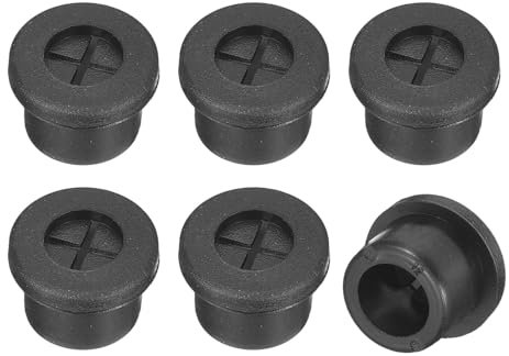 sourcing map 6 Pcs Cable Cord Grommet, 1/2 Inch (12mm) Desk Grommet Flexible Rubber Grommets Wire Hole Cover Pass Through for Office Computer Desk Wire Organizer, Black