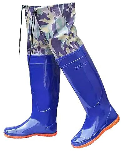 IBOWZ Waders Pesca Stivali da Pesca da Caccia Impermeabili in PVC, Stivali da Pesca da Caccia, Stivali da Pesca da 60 cm di Altezza con Glutei, per Uomini e Donne