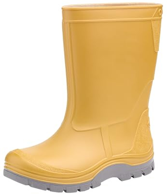 Realpaks Stivali di gomma per bambini impermeabili SD 2/2 - stivali da pioggia per ragazzi e ragazze - Giallo_grigio 25_26