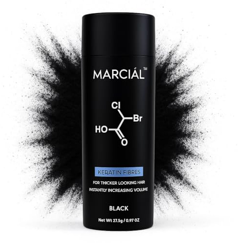 MARCIAL Premium Hair Fibres (BLACK) Hair Powder, Hair Texture Powder, Thickening Product for Thinning Hair Men Women 27.5g