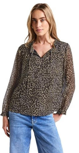 Street One Damen A345735 Chiffon-Bluse mit Rüschen, Schwarz, 38
