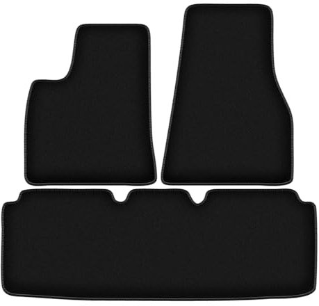 Wielganizator Velours Fußmatten passend für Tesla Model S II (2016-) | Qualität: Basic - Genaue Passform, rutschfeste Untregrund 3-teilig - Schwarz