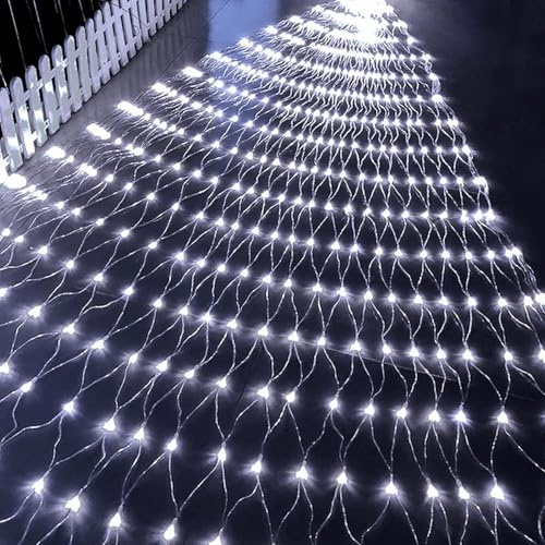 BANTASE Luces De Red For Exteriores De 10 X 8 M, Navideñas, con Temporizador, Luces LED Conectables For Interiores, Impermeables(Cool White,1.5m x 1.5m 96led)