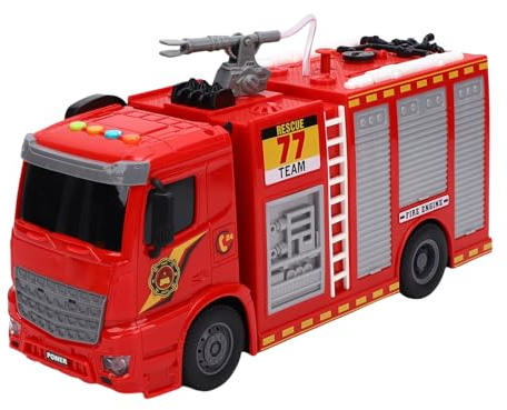 Dilwe Juguete de Camión de Bomberos, Aparato de Vehículo para Niños con Fricción Musical y Función de Pulverización de Agua, Luces LED para Niños y Niñas