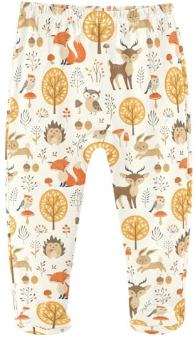 JHKKU Deer Fox Owl Hedgehog Baby Boys Footed Pants Cotton Infant Tights Casual Bottoms Crawling Pants 3M