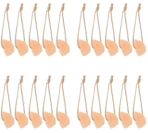 VICASKY 20Pcs Natural Hanging Salt Lick Blocks for Small Pets and Livestock – Crystal Mineral Salt with Rope, 30-50G Each, Trace Elements for Hamsters, Rabbits, Goats, and Deer