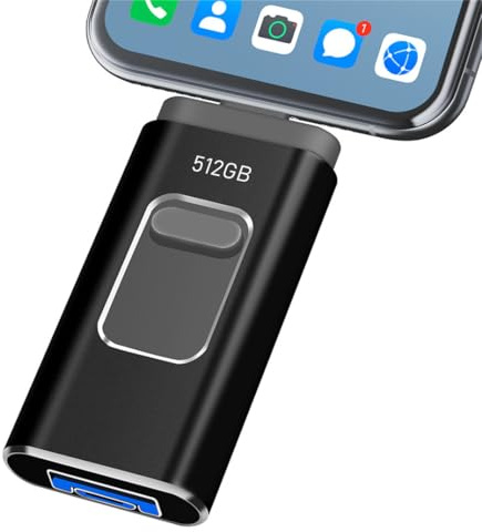 Memoria USB 512GB 3 en 1 Pendrive USB 3.0 Gran Capacidad Pen Drive 512GB Memoria Externa Compatible con Smartphone, Ordenador Portátil Acceso Rápido con un Solo Click