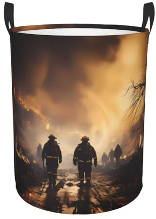 Firefighters fighting fires Laundry Basket Medium Waterproof and Stain Resistant Easy to Store for Home or Dormitory Use