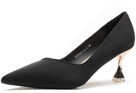 Gueploer Décolleté con Tacco Alto da Donna, Punta Chiusa Bocca Bassa Pump in Raso con Tacco A Spillo Scarpe da Festa per Vita Quotidiana E L'Ufficio,A,35 EU