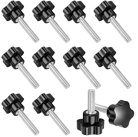 HSEAMALL 10 piezas tuerca de estrella M8x40mm tuerca de mariposa pomo de apriete rosca interior rosca de plástico cabeza de estrella para máquina herramienta, negro