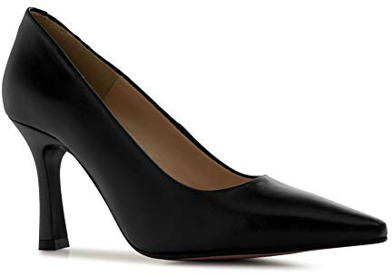 Andrés Machado - Elegantes Zapatos de Salón de Piel para Mujeres y Adolescentes - Aurora - Tacones Aguja en Punta Fina – Stilettos Color Negro - Talla EU 35