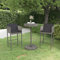 Gecheer 3-TLG. Gartenbar-Set mit Kissen, Runde Bartisch & 2 Poly Rattan Hocker, Gartenmöbel Gartentheke Barhocker Poly Rattan Grau