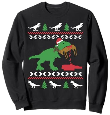 Reno Trex Divertido Jersey Navideño Feo T-Rex Navidad Sudadera