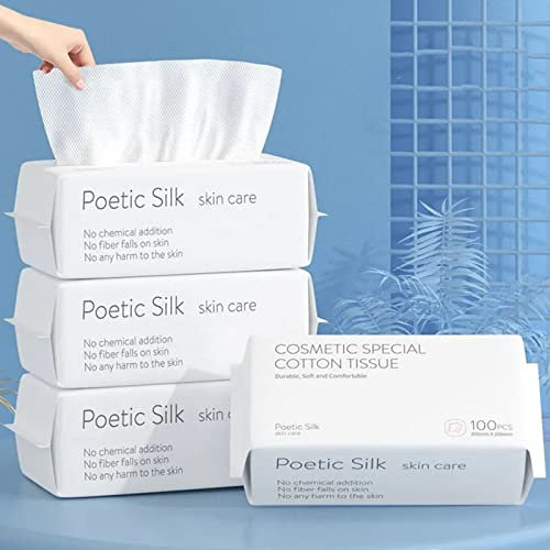 Einweg-Gesichtshandtuch,extra dicke und weiche,trockene Babytücher für Frauen, trockene und nasse Anwendung,Gesichts-Baumwolltuch, zum Entfernen von Verdickungen für empfindliche Haut,4 Stück