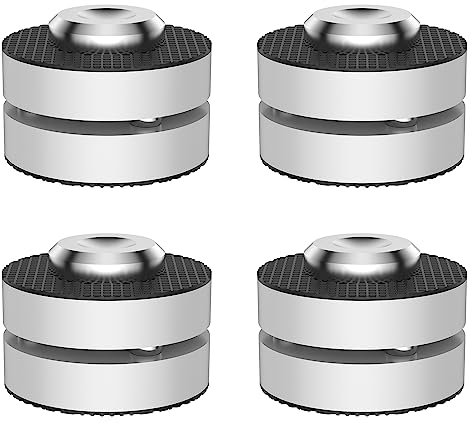 Tertullus 4 Sets Speaker Isolation Turntable Feet, Stainless Steels+Aluminum Hifi Shock Absorb Subwoofer Speaker Stand For Hifi Devices Amplifier Turntable Dac Recorder Cd (A00-Silver)