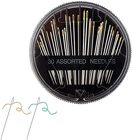 zoerbufan 30 Stück Nähen Nadeln Set, Nähnadeln, Nadeln mit großem Öhr, Handnähnadeln, Garn-Stricknadeln, Sticknadeln für Hand Nähen Handwerk (Schwarz)