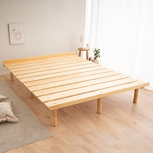 EMOOR Sommier Lit à Lattes en Bois OSMOS 160 x 200 cm pour Matelas Futon Japonais Pin Massif (Terre-Naturel), Hauteur Réglable (5/18/31cm) Tatami Mat