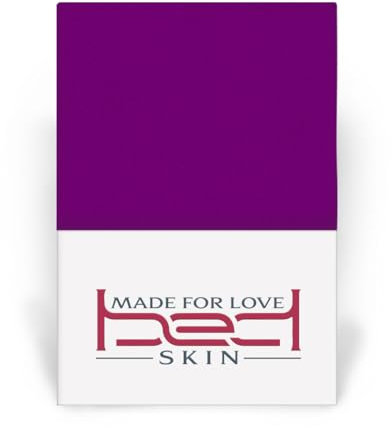 Bedskin Premium Topper Spannbettlaken 160x200cm, bis 8 cm Topperhöhe - Jersey Spannbettlaken für Boxspringbett, 100% Buamwolle Spannbetttuch - Lila