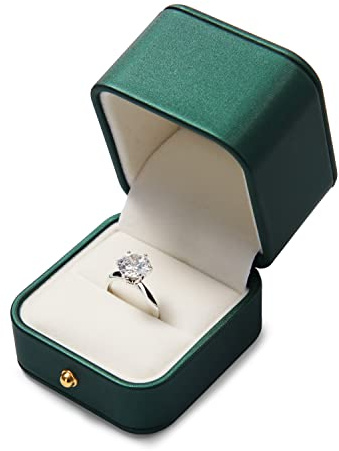 Papten Engagement Ring Box PU Leather Antique Ring Gift Box Luxury Rings Boxes for Proposal Marry（Green）