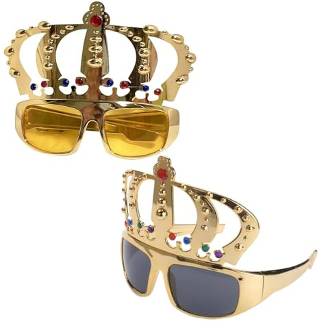 CWPFVQA 2 Pares De Gafas De Corona Dorada, Gafas De Fiesta Divertidas, Gafas De Juguete Para Juegos De Rol, Accesorios De Actuación Para Fiestas, Gafas De Despedida De Soltero