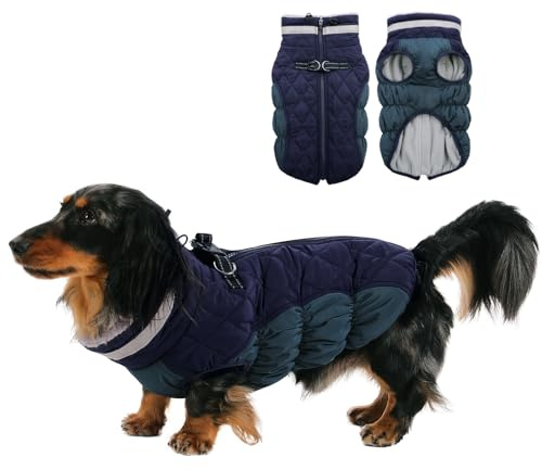 CITÉTOILE Hundrock vinter, hundrock stora hundar, hundjacka med sele, vattentät vinterrock hund fodrad med fleece, varm hundväst med reflekterande för kallt väder