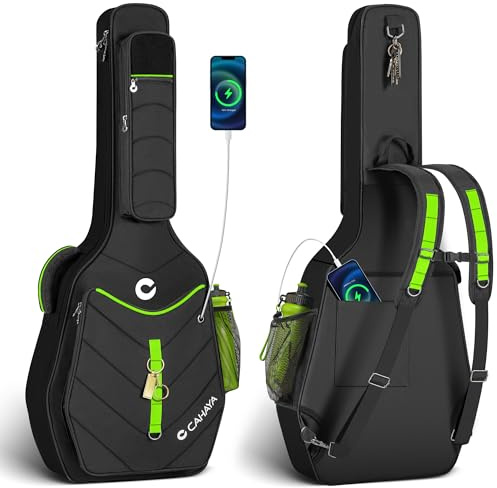 CAHAYA Guitar Case Acoustic Soft - 0.47in Thick Padding 5 Pockets Guitar Gig Bag with Adjustable Shoulder Strap Compatible with 40 41 42in Acoustic Guitars