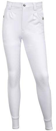 LeMieux Young Rider Boys Breeches - Four Way Strech - Tapered Fit on Lower Leg - Front & Back Pockets - White - 9-10 Years
