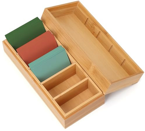 Karteikarten Box Holz A8 Lernkarteibox Holz 21.7 * 9.5 * 7cm Karteikasten Holz mit Deckel Vokabelbox Holz Karten Aufbewahrungsbox Holz Karteibox für Büro Schulen (Holzfarbe)