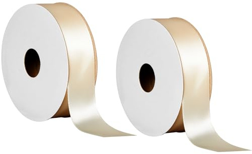 Offray 453962 7/8 Wide Single Face Satin Ribbon for Gift Wrapping, Decoration, and Crafts, Two Pack of 6-Yard Spools, Antique White