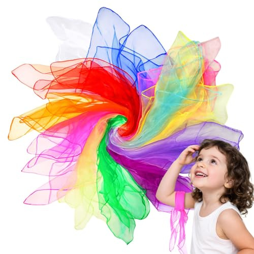 Pynzeka 24 Stück Jongliertücher 60 x 60 cm Square Jongliertücher für Party-Aktivitäten Zubehör Dekoration Sensorisches Jonglieren Tanzen