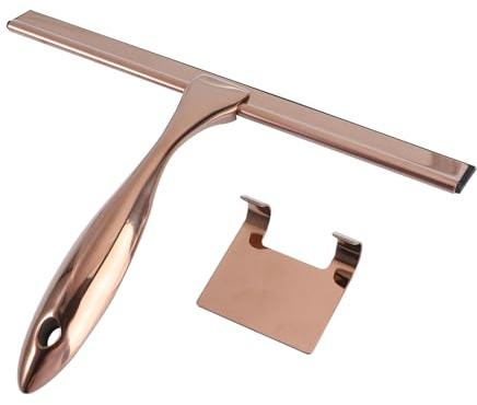 Yardwe Rasqueta Limpiacristales De Acero Inoxidable Oro Rosa para Ventanas Y Mamparas De Ducha Multiusos para BañO Y Cocina 9.84X7.28X1.96In